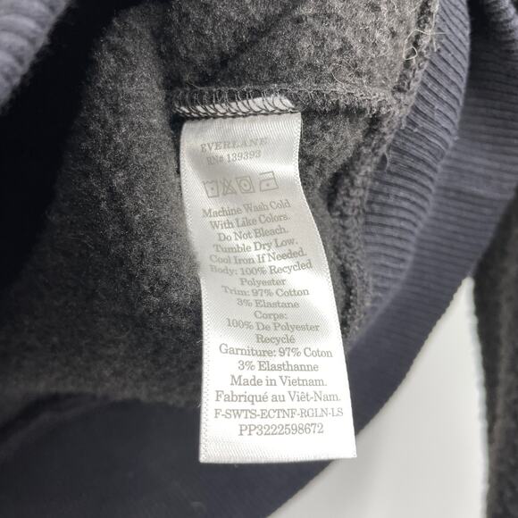 Everlane Sweatshirt Womens Small The ReNew Fleece Raglan Pullover Dark Gray - Picture 6 of 6